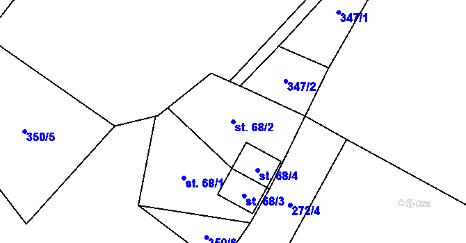 Parcela st. 68/2 v KÚ Dobřečov, Katastrální mapa