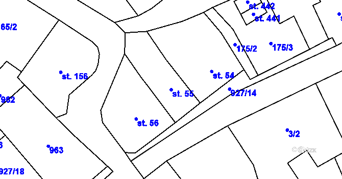 Parcela st. 55 v KÚ Horní Město, Katastrální mapa