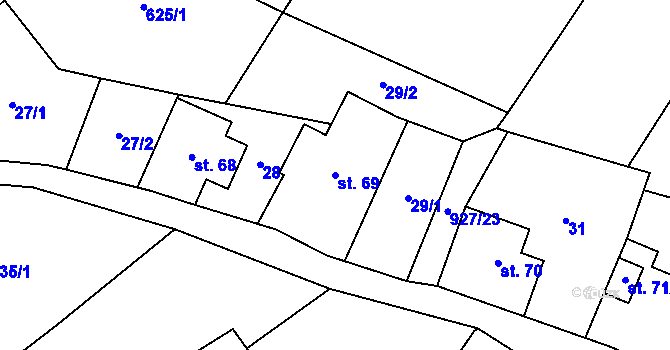 Parcela st. 69 v KÚ Horní Město, Katastrální mapa