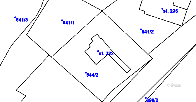 Parcela st. 322 v KÚ Horní Město, Katastrální mapa