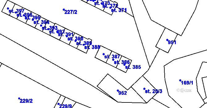Parcela st. 387 v KÚ Horní Město, Katastrální mapa