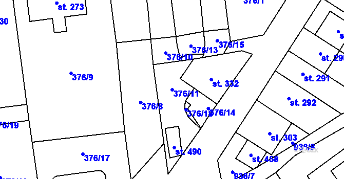 Parcela st. 376/11 v KÚ Horní Město, Katastrální mapa