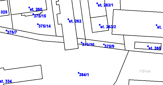 Parcela st. 375/16 v KÚ Horní Město, Katastrální mapa