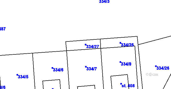 Parcela st. 334/27 v KÚ Horní Město, Katastrální mapa