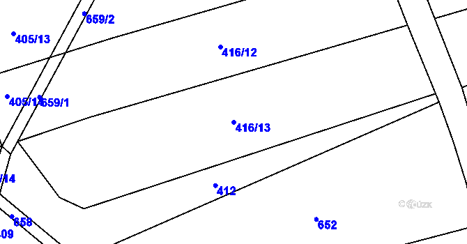 Parcela st. 416/13 v KÚ Horní Meziříčko, Katastrální mapa