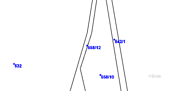 Parcela st. 558/12 v KÚ Horní Meziříčko, Katastrální mapa