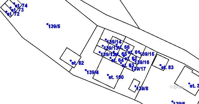 Parcela st. 139/12 v KÚ Horní Meziříčko, Katastrální mapa