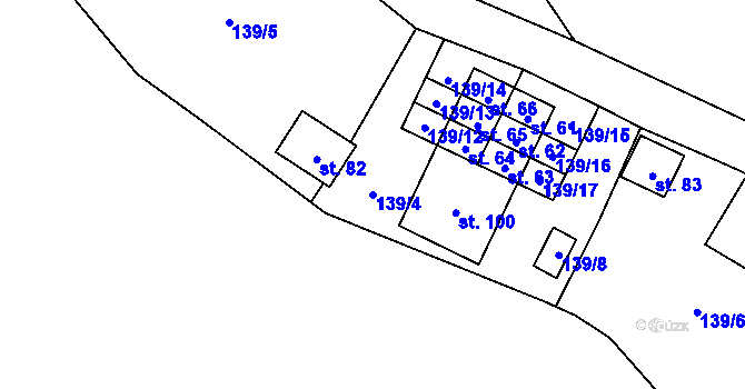 Parcela st. 139/4 v KÚ Horní Meziříčko, Katastrální mapa