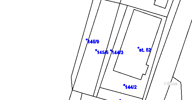 Parcela st. 145/5 v KÚ Horní Meziříčko, Katastrální mapa