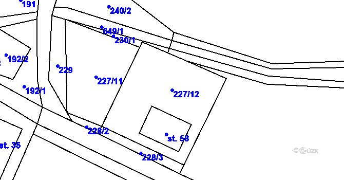 Parcela st. 227/12 v KÚ Horní Meziříčko, Katastrální mapa