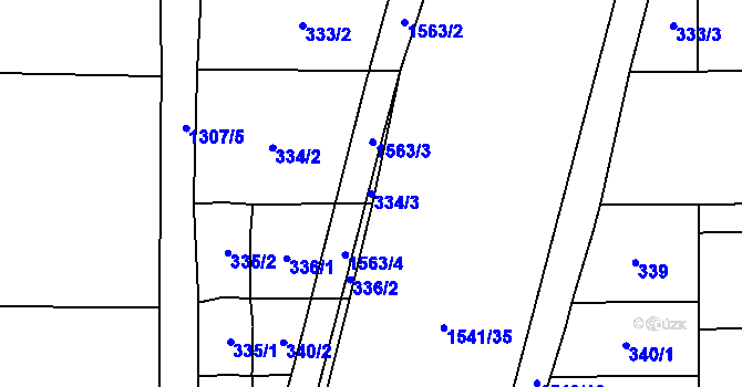 Parcela st. 334/3 v KÚ Horní Moštěnice, Katastrální mapa