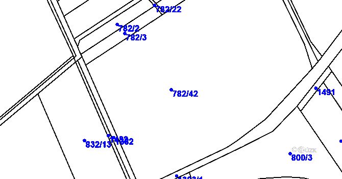 Parcela st. 782/42 v KÚ Horní Moštěnice, Katastrální mapa