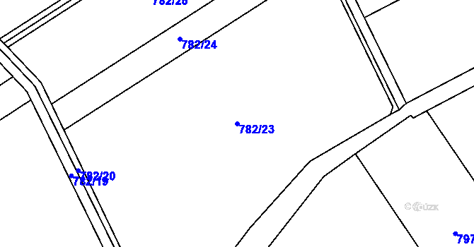 Parcela st. 782/23 v KÚ Horní Moštěnice, Katastrální mapa
