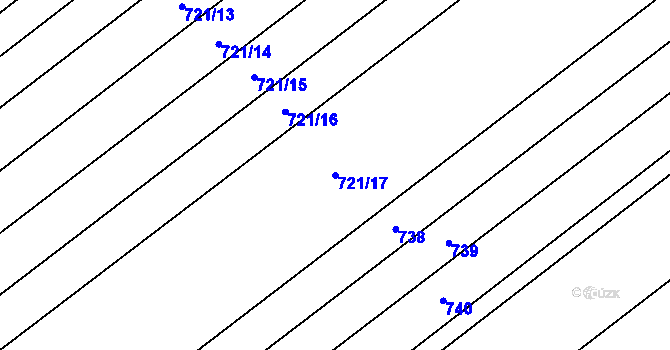 Parcela st. 721/17 v KÚ Horní Moštěnice, Katastrální mapa