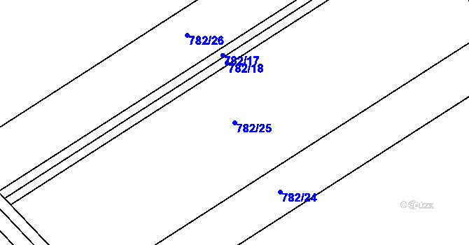 Parcela st. 782/25 v KÚ Horní Moštěnice, Katastrální mapa