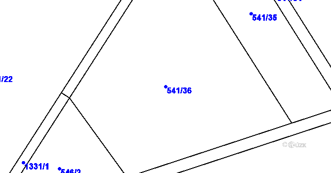 Parcela st. 541/36 v KÚ Horní Moštěnice, Katastrální mapa