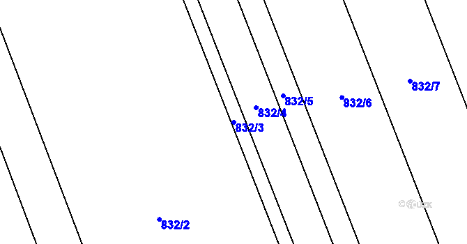 Parcela st. 832/3 v KÚ Horní Moštěnice, Katastrální mapa