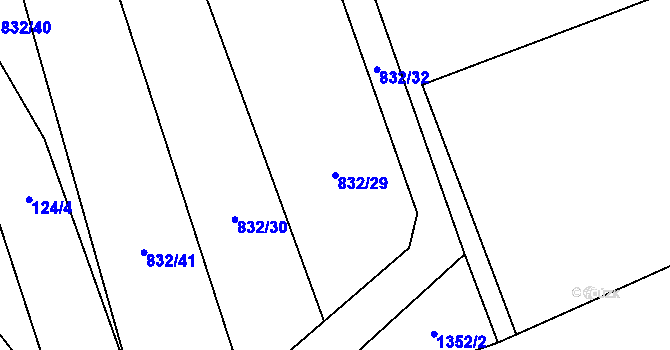 Parcela st. 832/29 v KÚ Horní Moštěnice, Katastrální mapa