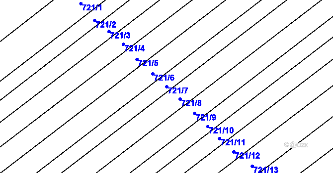 Parcela st. 721/7 v KÚ Horní Moštěnice, Katastrální mapa