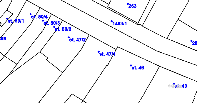 Parcela st. 47/1 v KÚ Horní Moštěnice, Katastrální mapa
