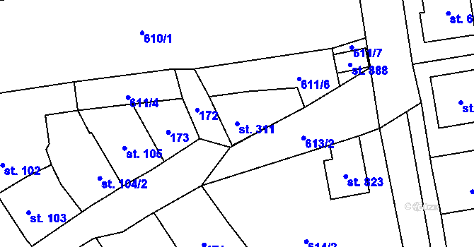 Parcela st. 311 v KÚ Horní Moštěnice, Katastrální mapa