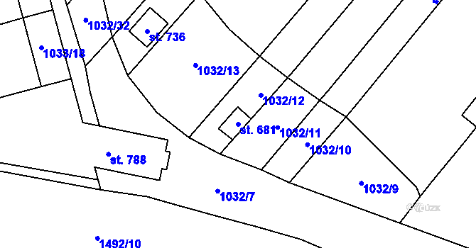 Parcela st. 681 v KÚ Horní Moštěnice, Katastrální mapa