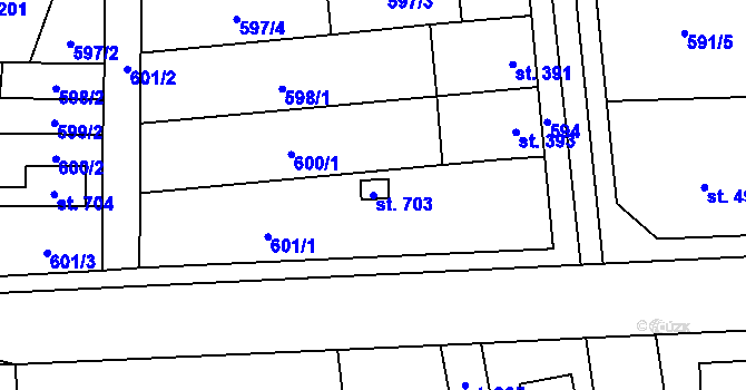 Parcela st. 703 v KÚ Horní Moštěnice, Katastrální mapa