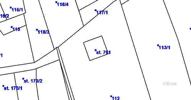 Parcela st. 761 v KÚ Horní Moštěnice, Katastrální mapa