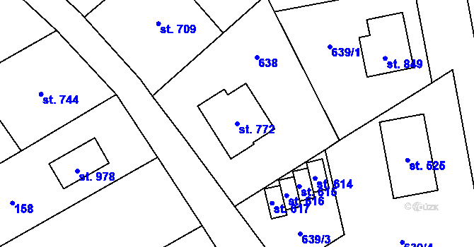 Parcela st. 772 v KÚ Horní Moštěnice, Katastrální mapa