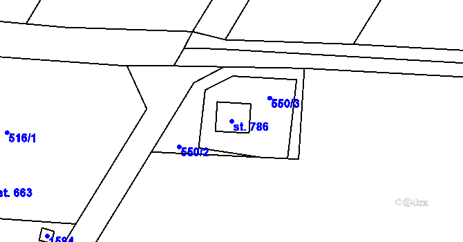Parcela st. 786 v KÚ Horní Moštěnice, Katastrální mapa