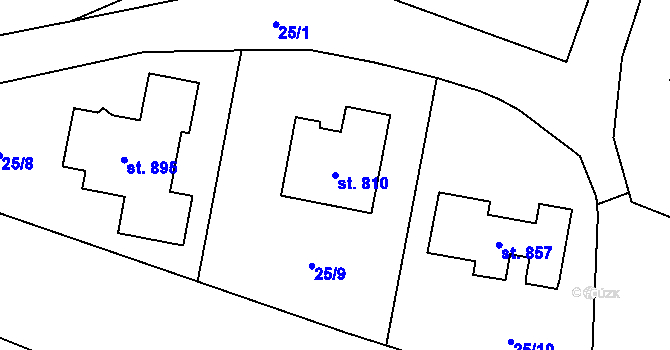 Parcela st. 810 v KÚ Horní Moštěnice, Katastrální mapa