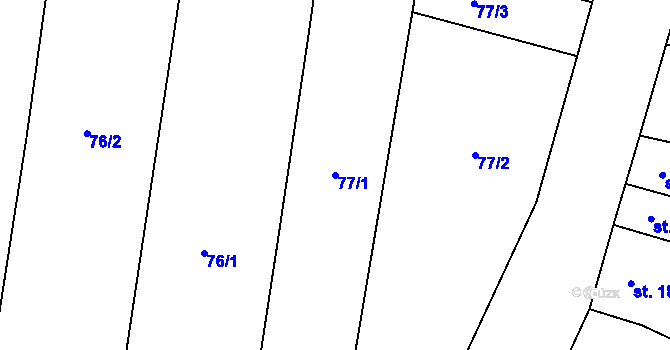 Parcela st. 77/1 v KÚ Horní Moštěnice, Katastrální mapa
