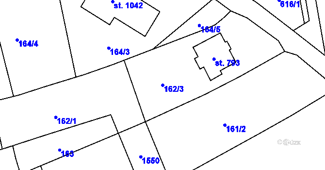 Parcela st. 162/3 v KÚ Horní Moštěnice, Katastrální mapa