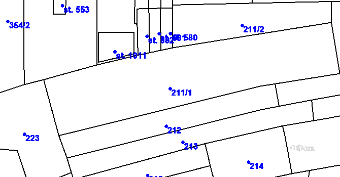 Parcela st. 211/1 v KÚ Horní Moštěnice, Katastrální mapa