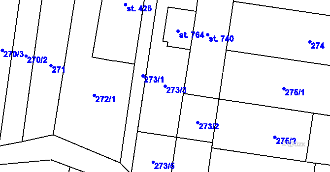 Parcela st. 273/3 v KÚ Horní Moštěnice, Katastrální mapa
