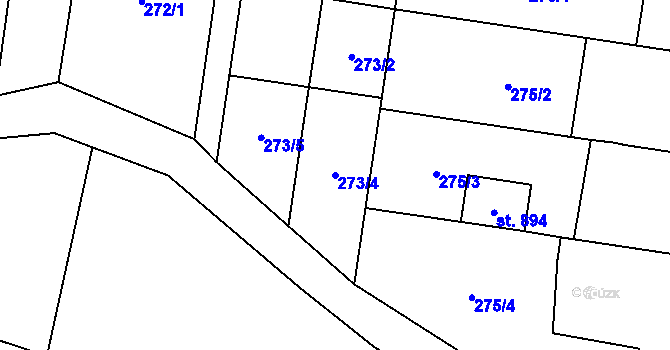 Parcela st. 273/4 v KÚ Horní Moštěnice, Katastrální mapa