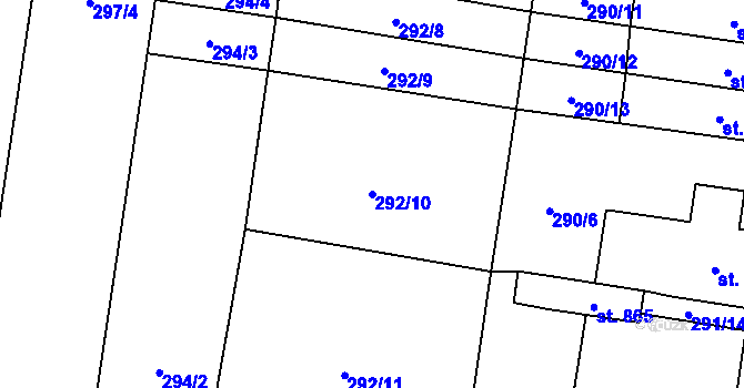 Parcela st. 292/10 v KÚ Horní Moštěnice, Katastrální mapa