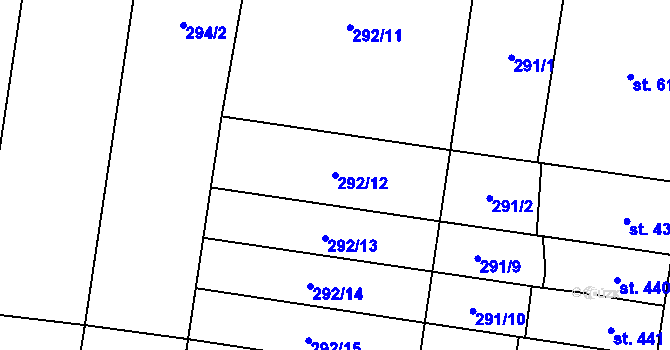 Parcela st. 292/12 v KÚ Horní Moštěnice, Katastrální mapa