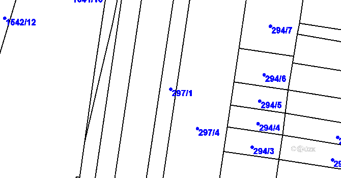 Parcela st. 297/1 v KÚ Horní Moštěnice, Katastrální mapa