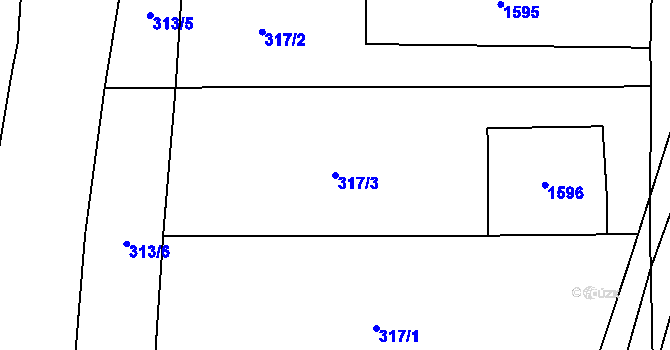 Parcela st. 317/3 v KÚ Horní Moštěnice, Katastrální mapa