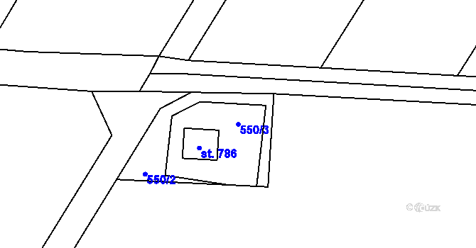 Parcela st. 550/3 v KÚ Horní Moštěnice, Katastrální mapa