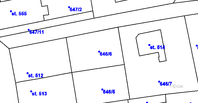 Parcela st. 646/6 v KÚ Horní Moštěnice, Katastrální mapa