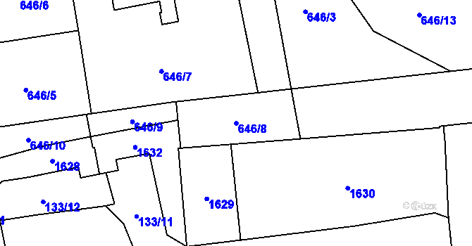 Parcela st. 646/8 v KÚ Horní Moštěnice, Katastrální mapa