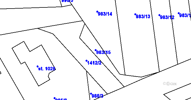 Parcela st. 983/15 v KÚ Horní Moštěnice, Katastrální mapa