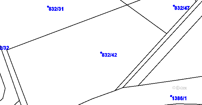 Parcela st. 832/42 v KÚ Horní Moštěnice, Katastrální mapa