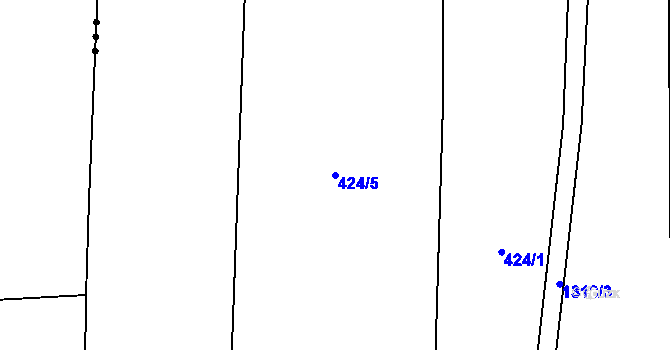 Parcela st. 424/5 v KÚ Horní Moštěnice, Katastrální mapa
