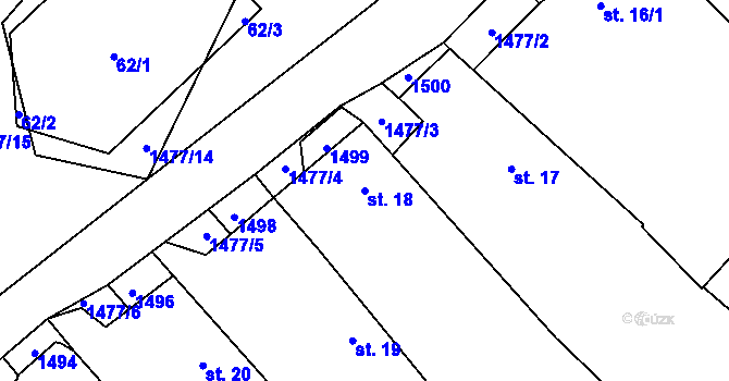 Parcela st. 18 v KÚ Horní Myslová, Katastrální mapa