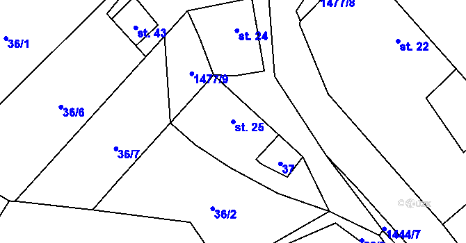 Parcela st. 25 v KÚ Horní Myslová, Katastrální mapa