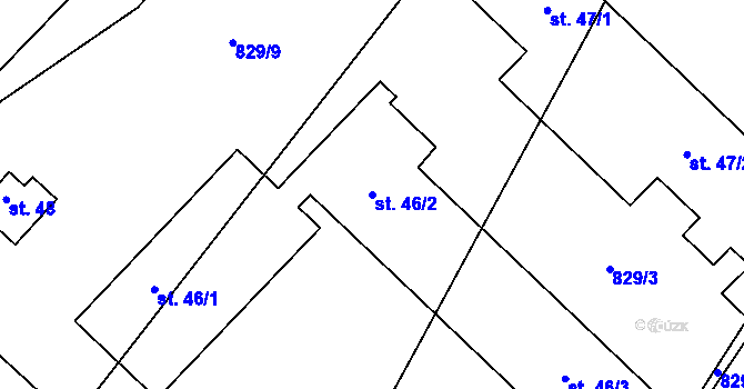 Parcela st. 46/2 v KÚ Horní Myslová, Katastrální mapa