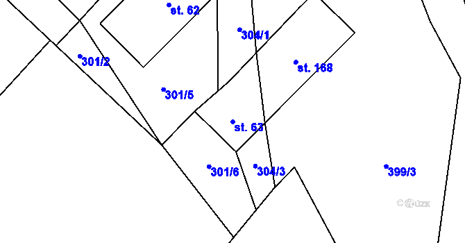 Parcela st. 63 v KÚ Horní Myslová, Katastrální mapa